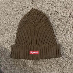 Supreme Ribbed Brown Knit Beanie
